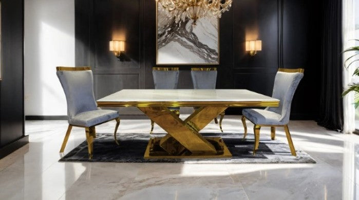 Baltique Glam Gray Gold Fabric Chairs