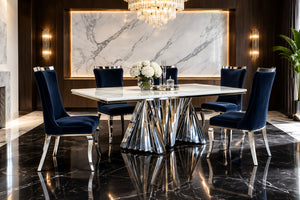 Baltique Glam White Chrome Dining Table