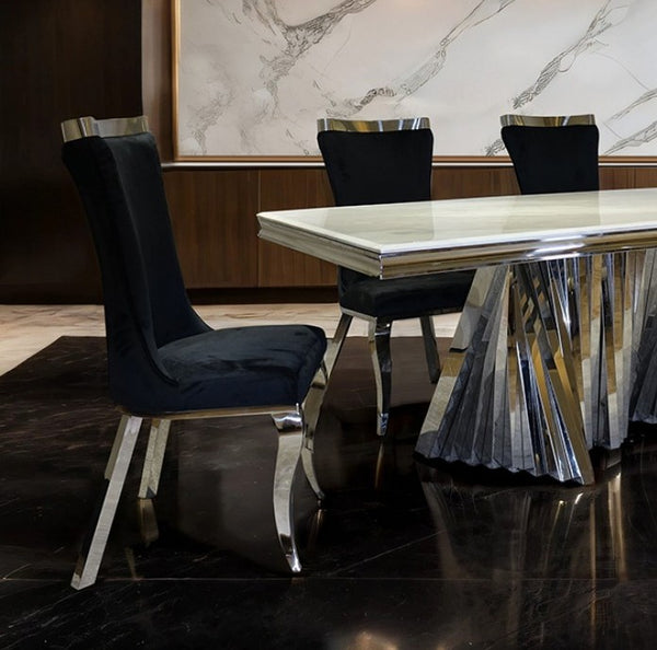 Baltique Glam White Chrome Dining Table