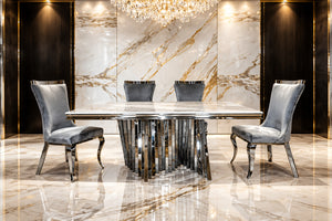 Baltique Glam White Chrome Dining Table