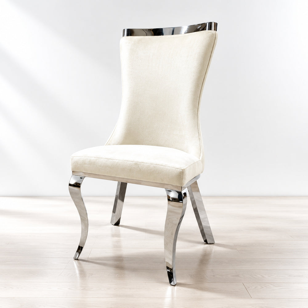 Baltique Glam White Gold Fabric Chair