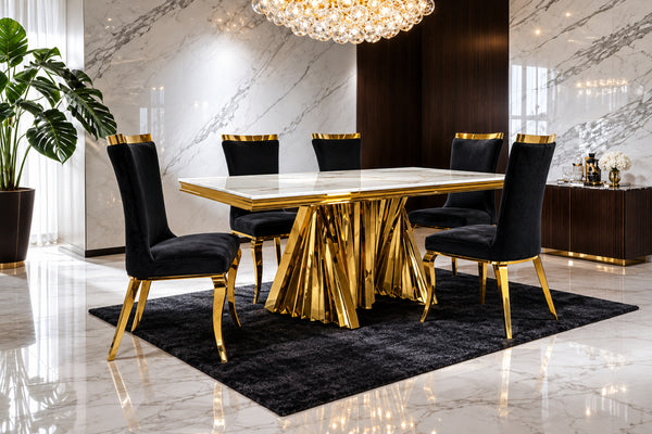 Baltique Glam White Gold Dining Table