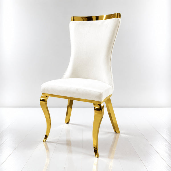 Baltique Glam White Gold Fabric Chair