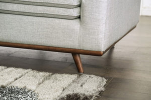 Bengie Modern Oak Gray Brown Linen Fabric Sofa Leg