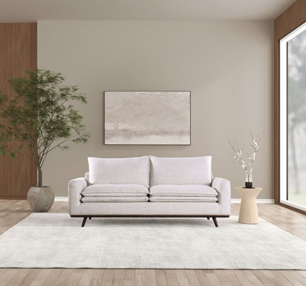 Bengie Modern Oak Gray Brown Linen Fabric Sofa Style