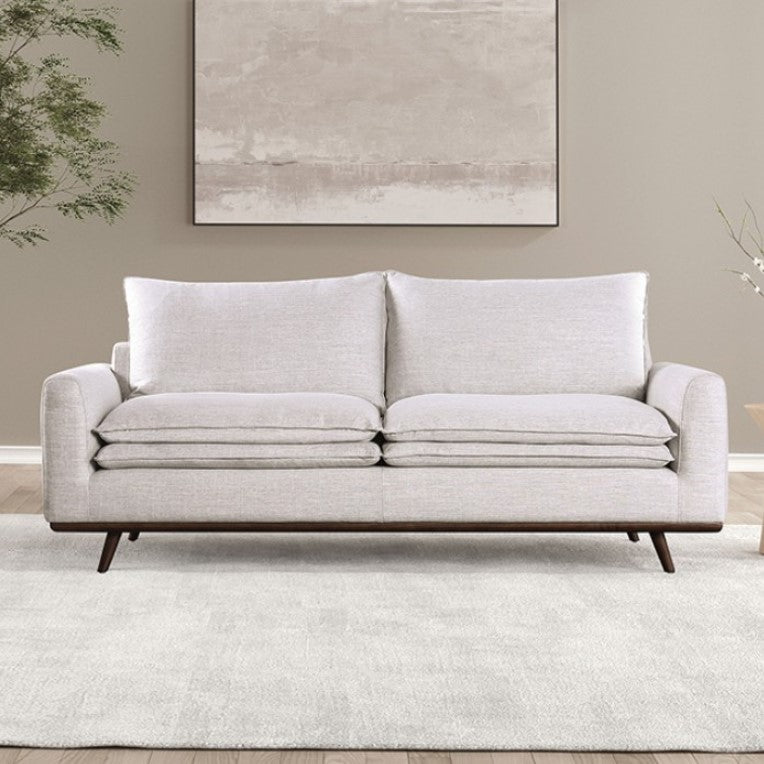 Bengie Modern Oak Gray Brown Linen Fabric Sofa
