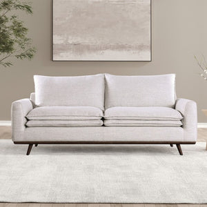 Bengie Modern Oak Gray Brown Linen Fabric Sofa