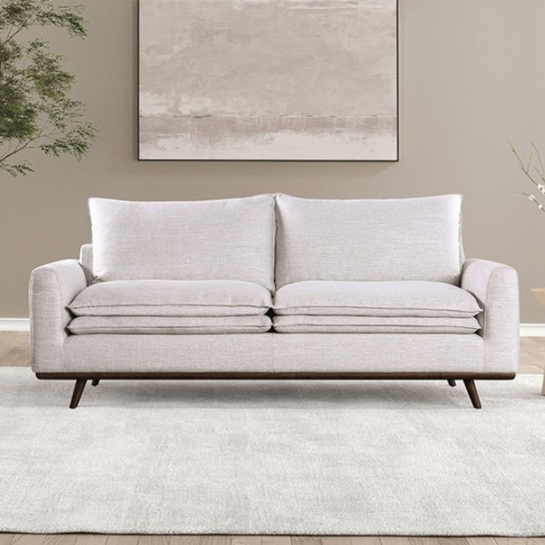 Bengie Modern Oak Gray Brown Linen Fabric Sofa