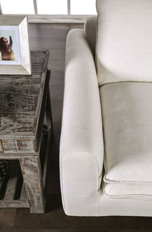 Bengie Modern Oak Light Gray Linen Fabric Sofa Arm