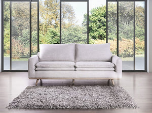 Bengie Modern Oak Light Gray Linen Fabric Sofa Style