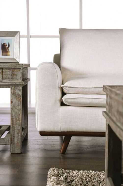 Bengie Modern Oak Brown Linen Fabric Sofa Side