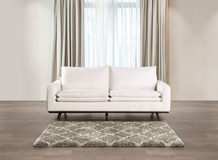 Bengie Modern Oak Brown Linen Fabric Sofa