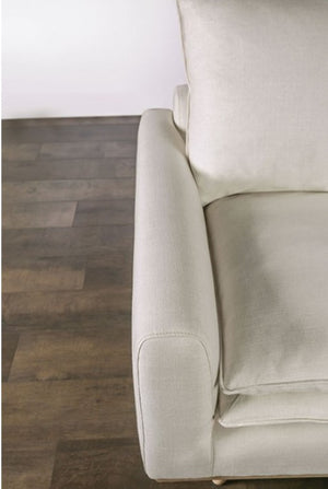 Bengie Modern Oak White Linen Fabric Sofa Side Arm

