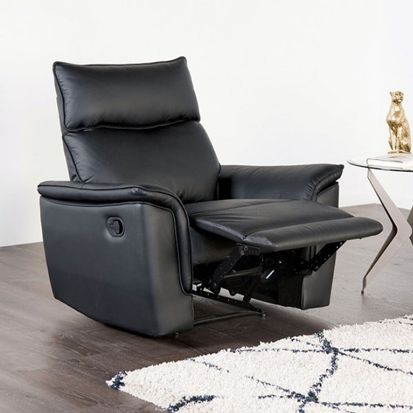 Benny Leather Match Reclining Chair Black Finish