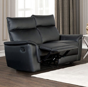 Benny Leather Match Reclining Loveseat Black Finish