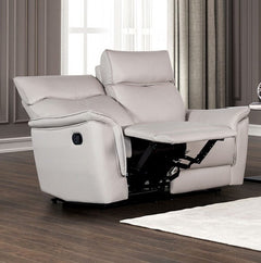 Benny Leather Match Reclining Loveseat Taupe Finish