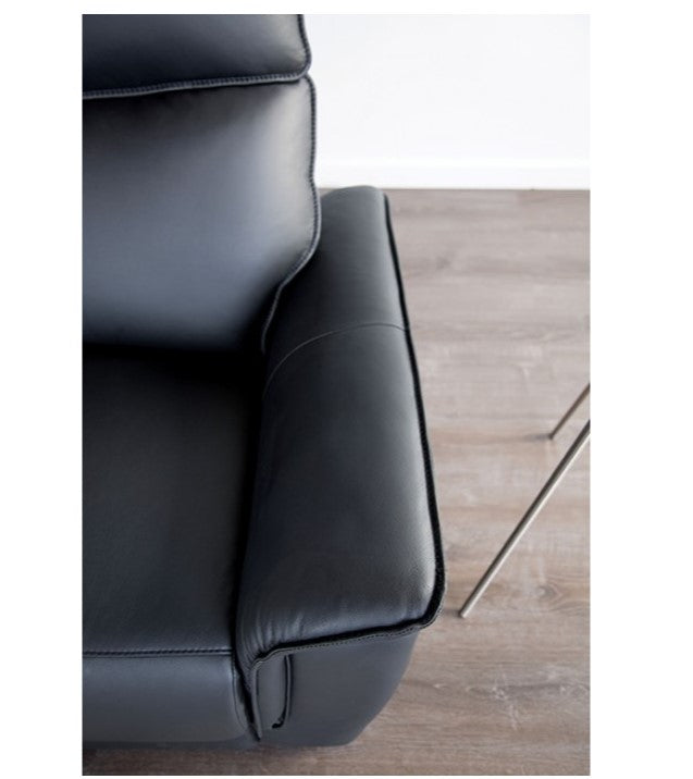 Benny Leather Match Reclining Sofa Black Finish