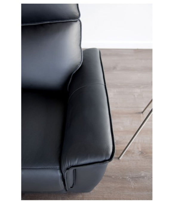 Benny Leather Match Reclining Sofa Black Finish Arm Style