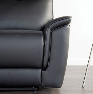 Benny Leather Match Reclining Sofa Black Finish Side