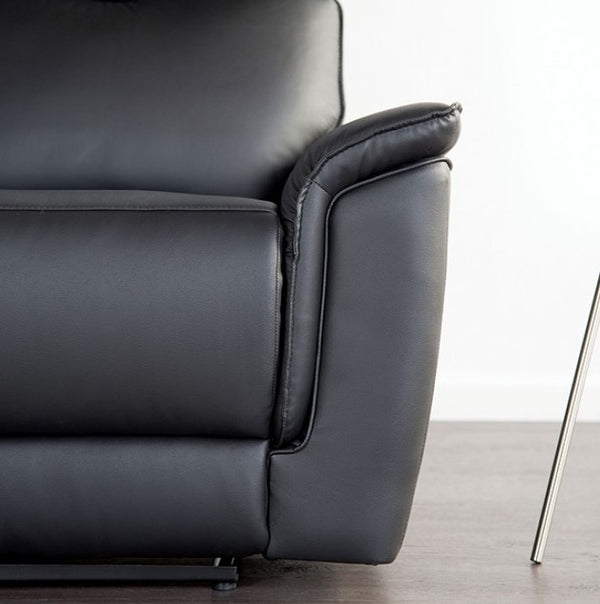 Benny Leather Match Reclining Sofa Black Finish Side
