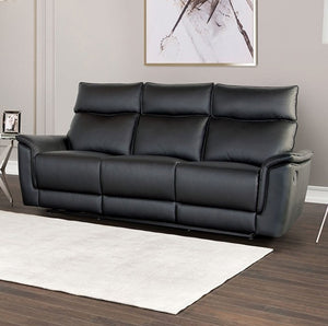 Benny Leather Match Reclining Sofa Black Finish