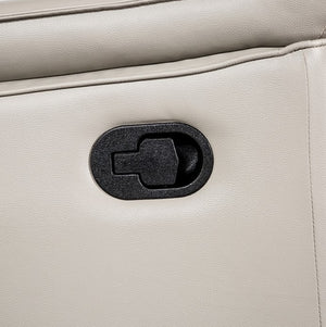 Benny Leather Match Reclining Loveseat Taupe Finish Handle