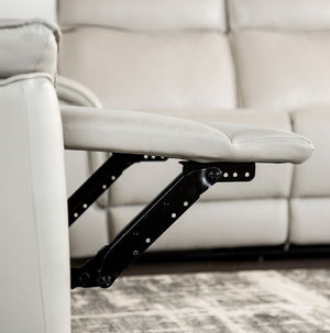 Benny Leather Match Reclining Loveseat Taupe Finish Open