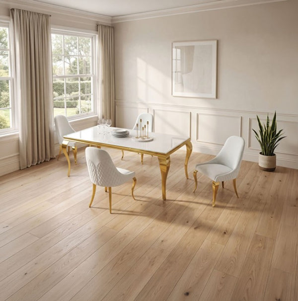 Betsy White Glass Top Modern Dining Table