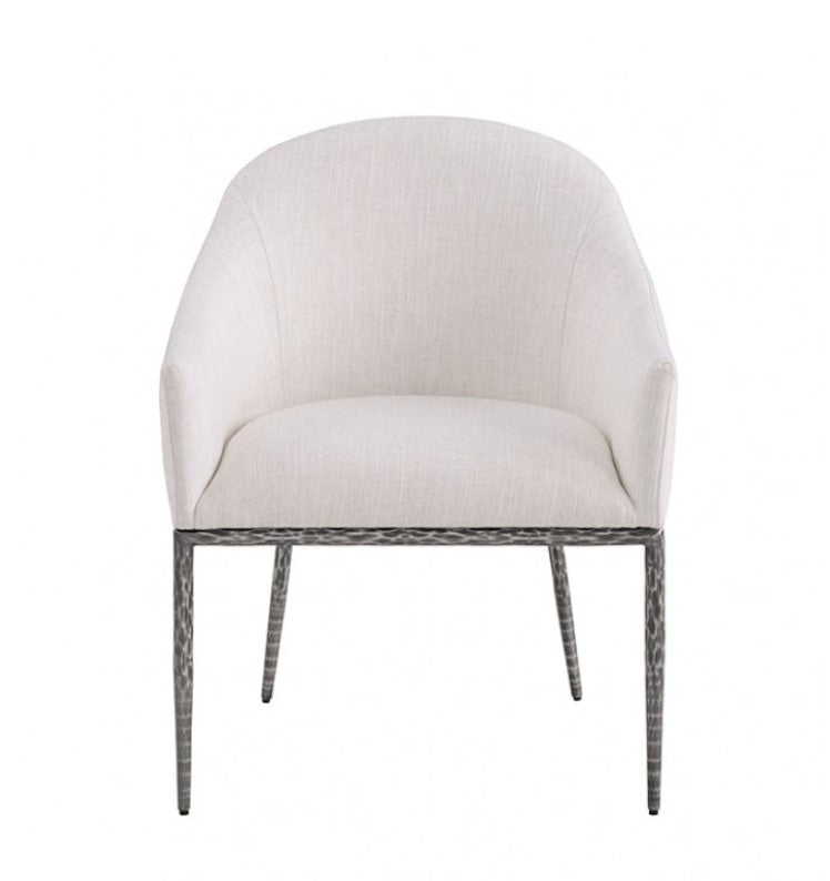 Bojani White Gunmetal Upholstered Arm Chair