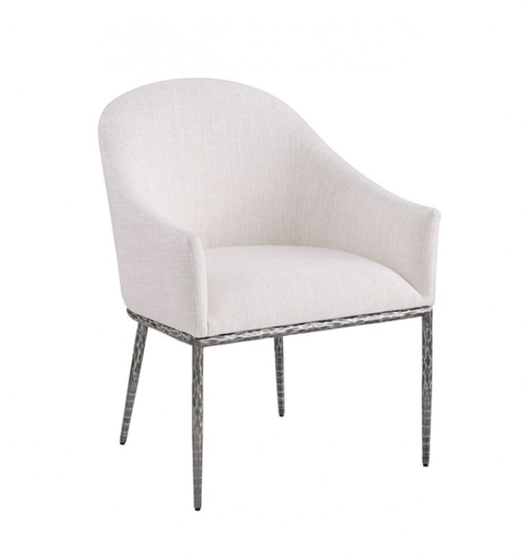Bojani White Gunmetal Upholstered Arm Chair