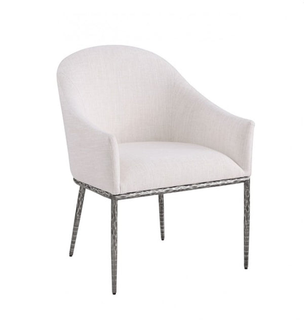 Bojani White Gunmetal Upholstered Arm Chair
