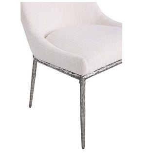 Bojani White Gunmetal Upholstered Chair White chair with metallic legs on a white background