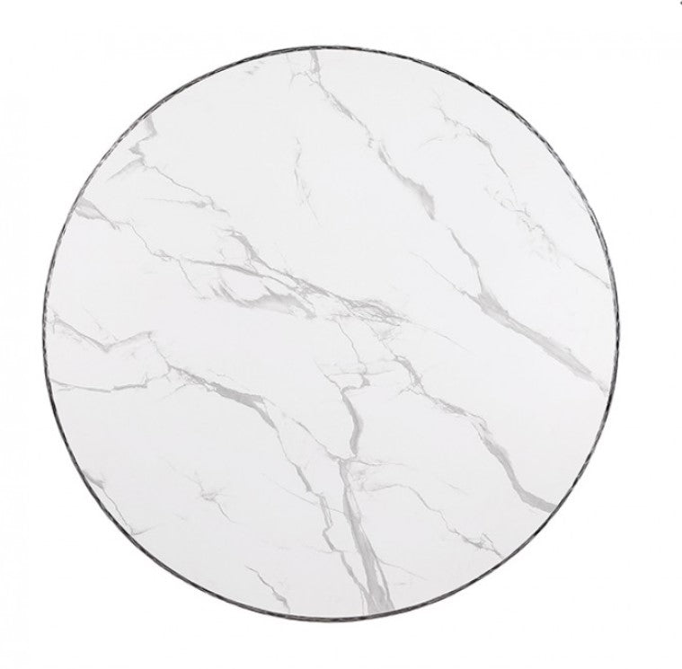 Bojani White Marble Melamine Gunmetal Round Table