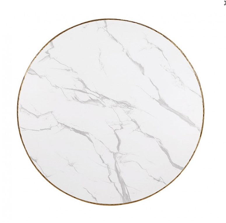 Bojani White Marble Melamine Matte Gold Round Table