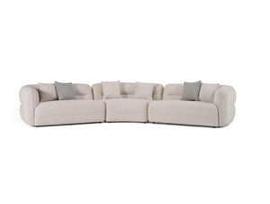 Boniser Modern Curved Off White Sectional Sofa Two-burner gas stove on a white background
