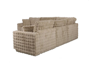 Briana Modular Fabric Sand Sectional Sofa Beige textured sofa on a white background