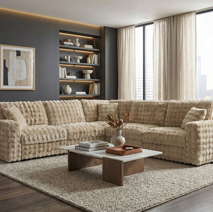 Briana Modular Fabric Sand Sectional Sofa   