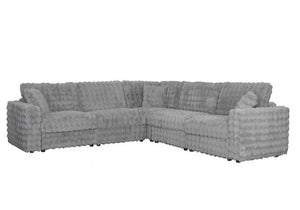 Briana Modular Fabric Silver Gray Sectional Sofa Gray sectional sofa on a white background