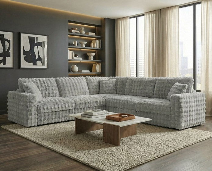 Briana Modular Fabric Silver Gray Sectional Sofa