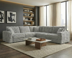 Briana Modular Fabric Silver Gray Sectional Sofa