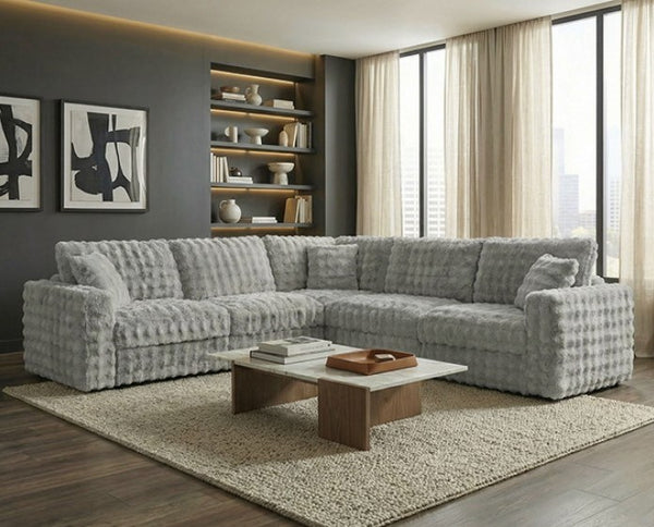 Briana Modular Fabric Silver Gray Sectional Sofa