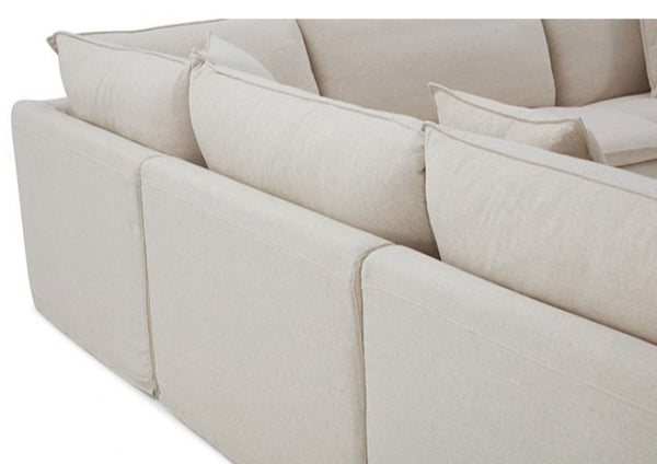 Bryant Sectional Sofa Linen Taupe Fabric Back