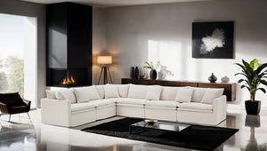 Bryant Sectional Sofa Linen Taupe Fabric Set