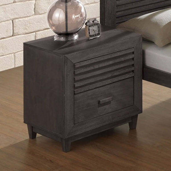 Buck Charcoal Brown Solid Hardwood Nightstand