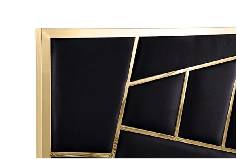 Burton Contemporary Glam Black Gold Upholstered Bed