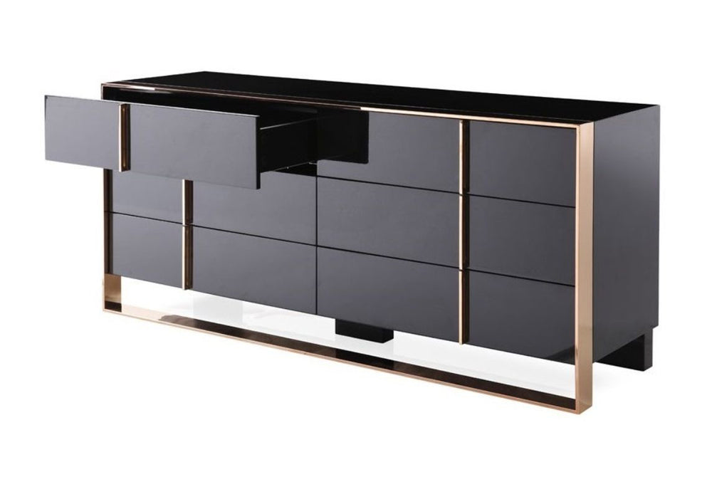 Cartier Brushed Bronze Black 6 Drawer Dresser