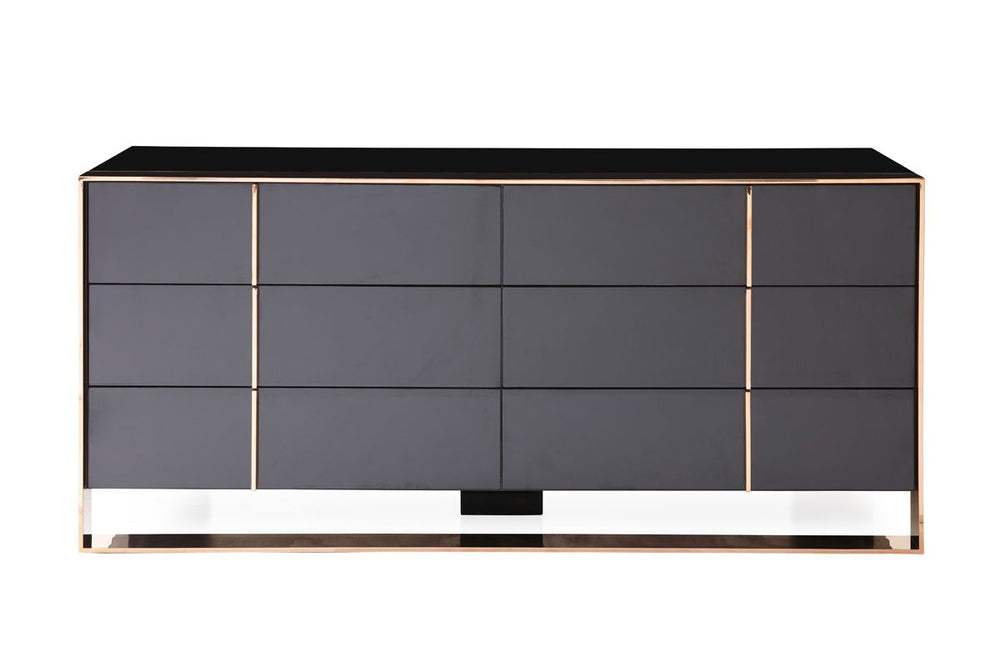 Cartier Brushed Bronze Black 6 Drawer Dresser