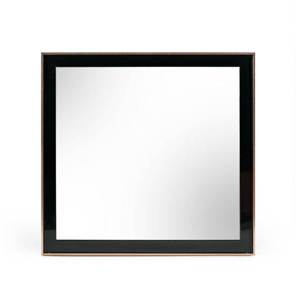 Cartier Brushed Bronze Black 6 Drawer Mirror Black square mirror on a white background