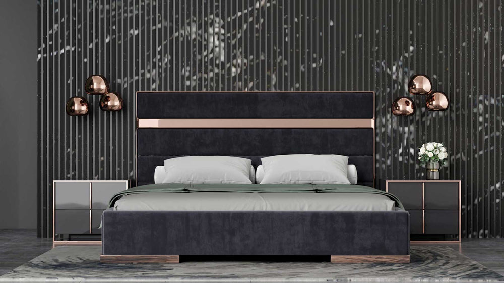 Cartier Brushed Bronze Black Velvet Modern Style Bedroom