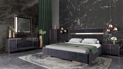 Cartier Brushed Bronze Black Velvet Modern Style Bedroom